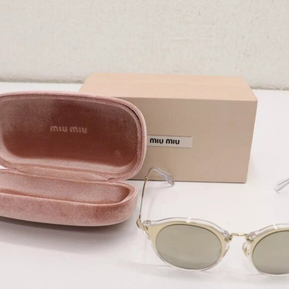 Miu Miu Accessories - Miu Miu Sunglasses SMU51S ZVN-1C0 49mm Pale Gold Frames